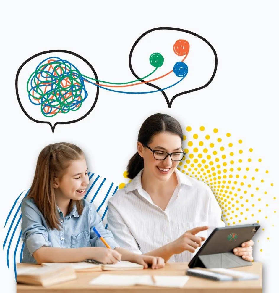 Teen girl and education coach solving problems together Teen girl and education coach solving problems together