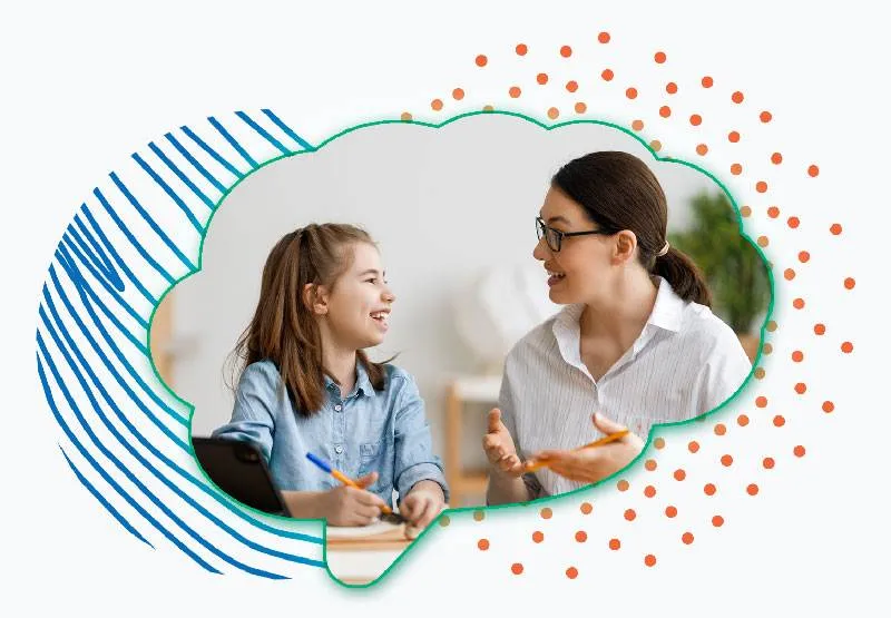 Teen girl and education coach solving problems together Teen girl and education coach solving problems together