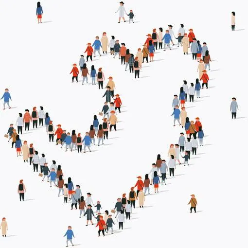 puzzle_shape People gathered in the shape of a puzzle piece