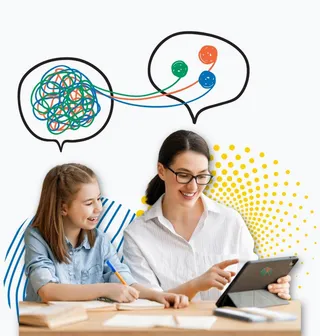 Teen girl and education coach solving problems together Teen girl and education coach solving problems together