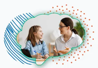 Teen girl and education coach solving problems together Teen girl and education coach solving problems together